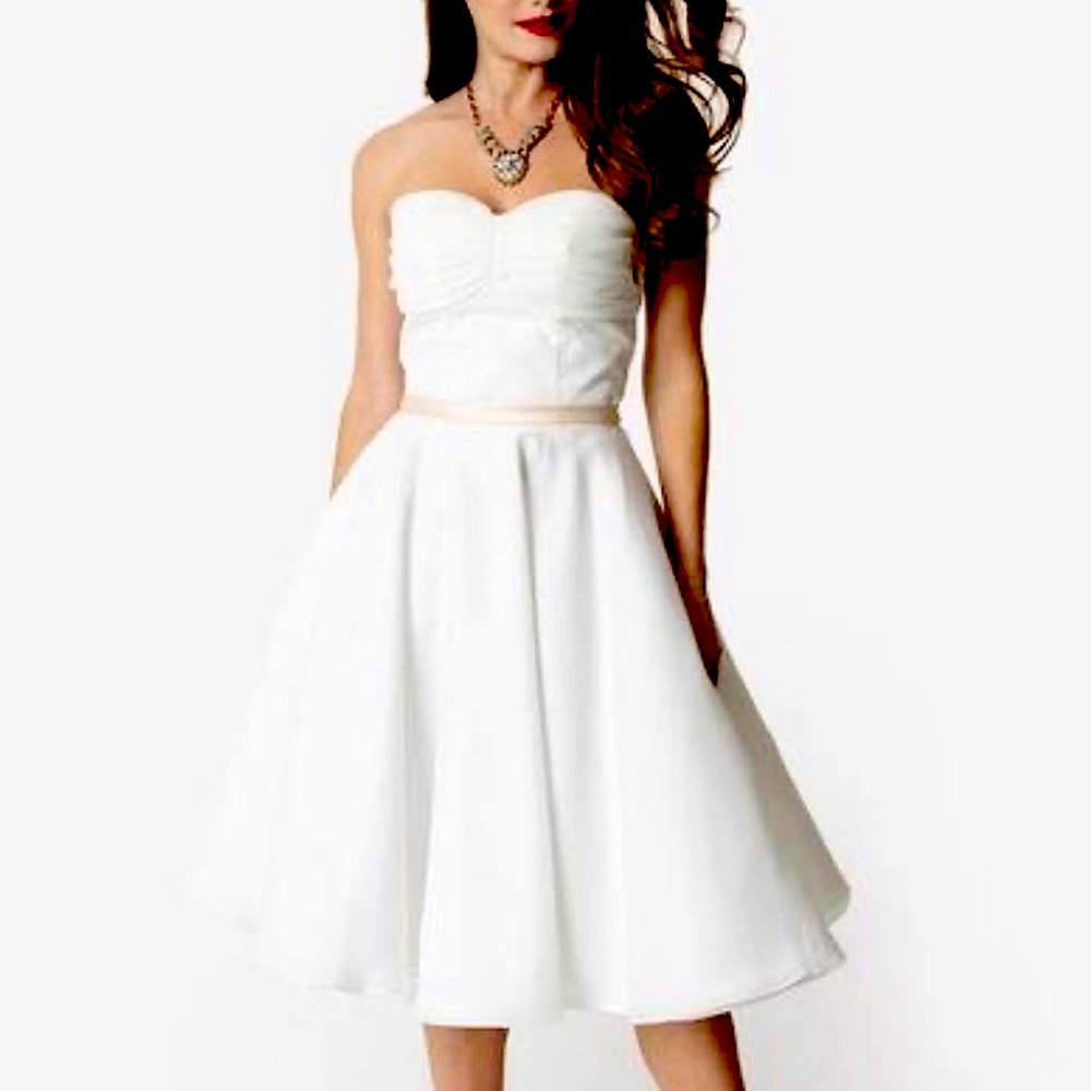 NWT Unique Vintage X Dolly Couture Strapless Tea Length Wedding / Prom Dress